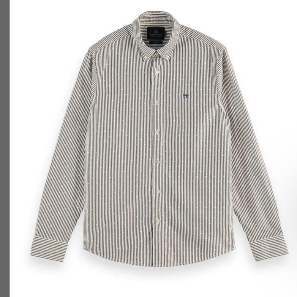 Scotch & Soda black and white stripe button down oxford shirt Size Medium